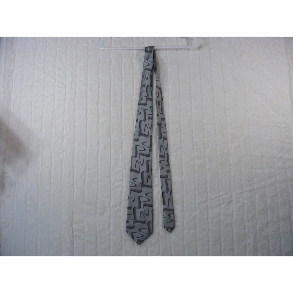 Pierre Cardin Necktie Mens OS Grey Excellent Abstract Swirl 100% Silk Tie